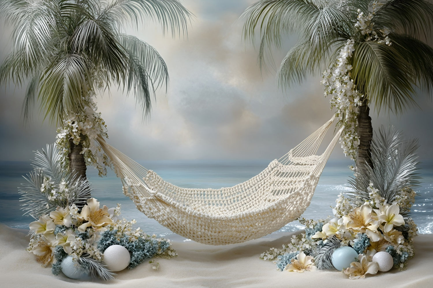 Toile de fond Photographie Enfants Plage Fleur Palmiers GQ5-204