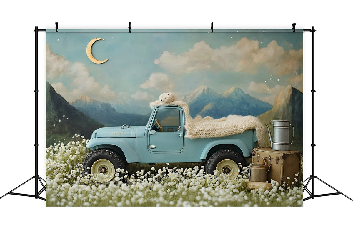 Toile de fond Nouveau-né Camion Bleu Aventure GQ5-208