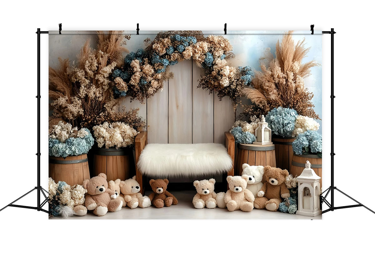 Toile de fond Nouveau-né Jardin Ours En Peluche GQ5-209