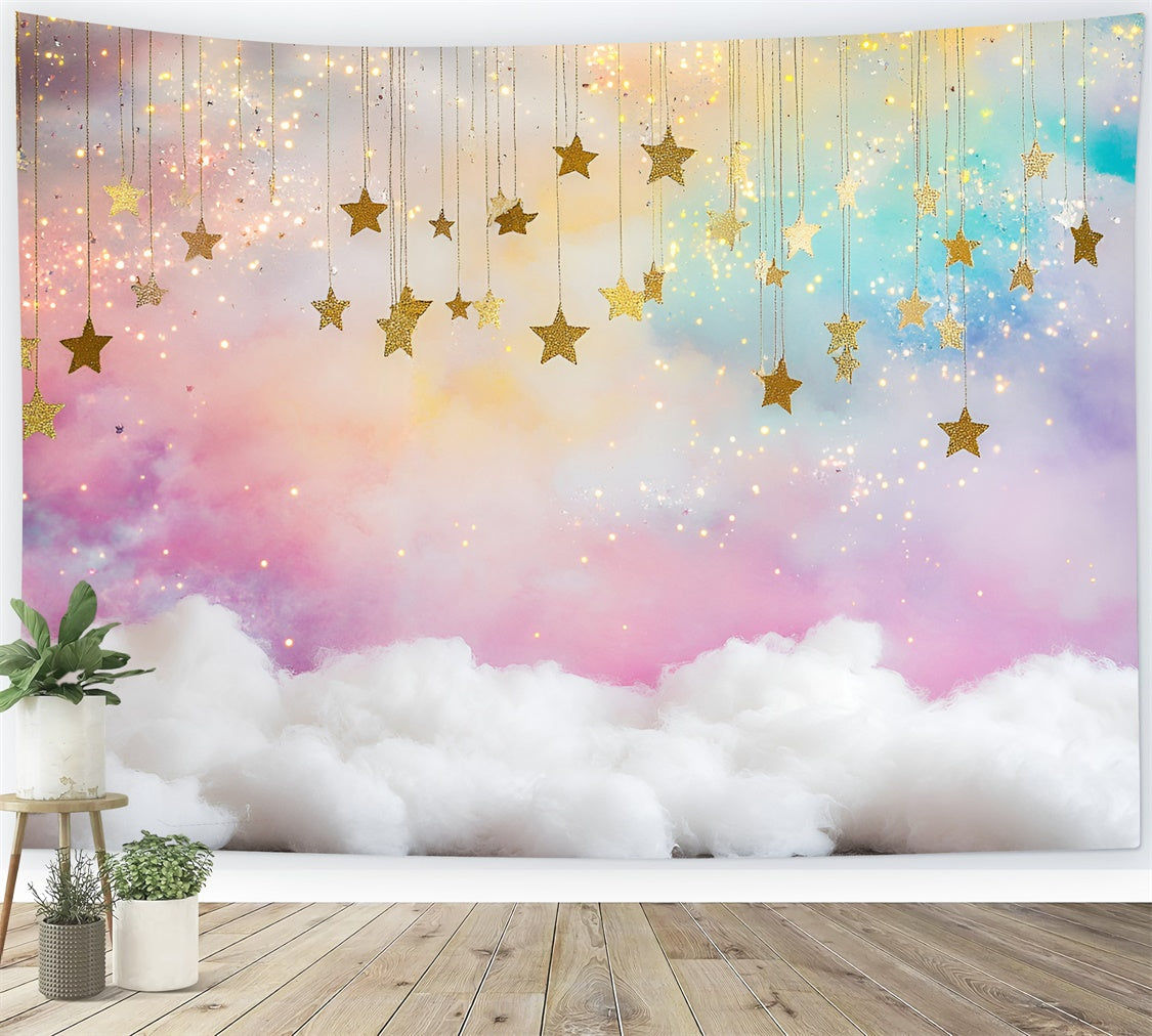 Toile de fond Nuages Arc-en-Ciel Étoilés Scintillants GQ5-58