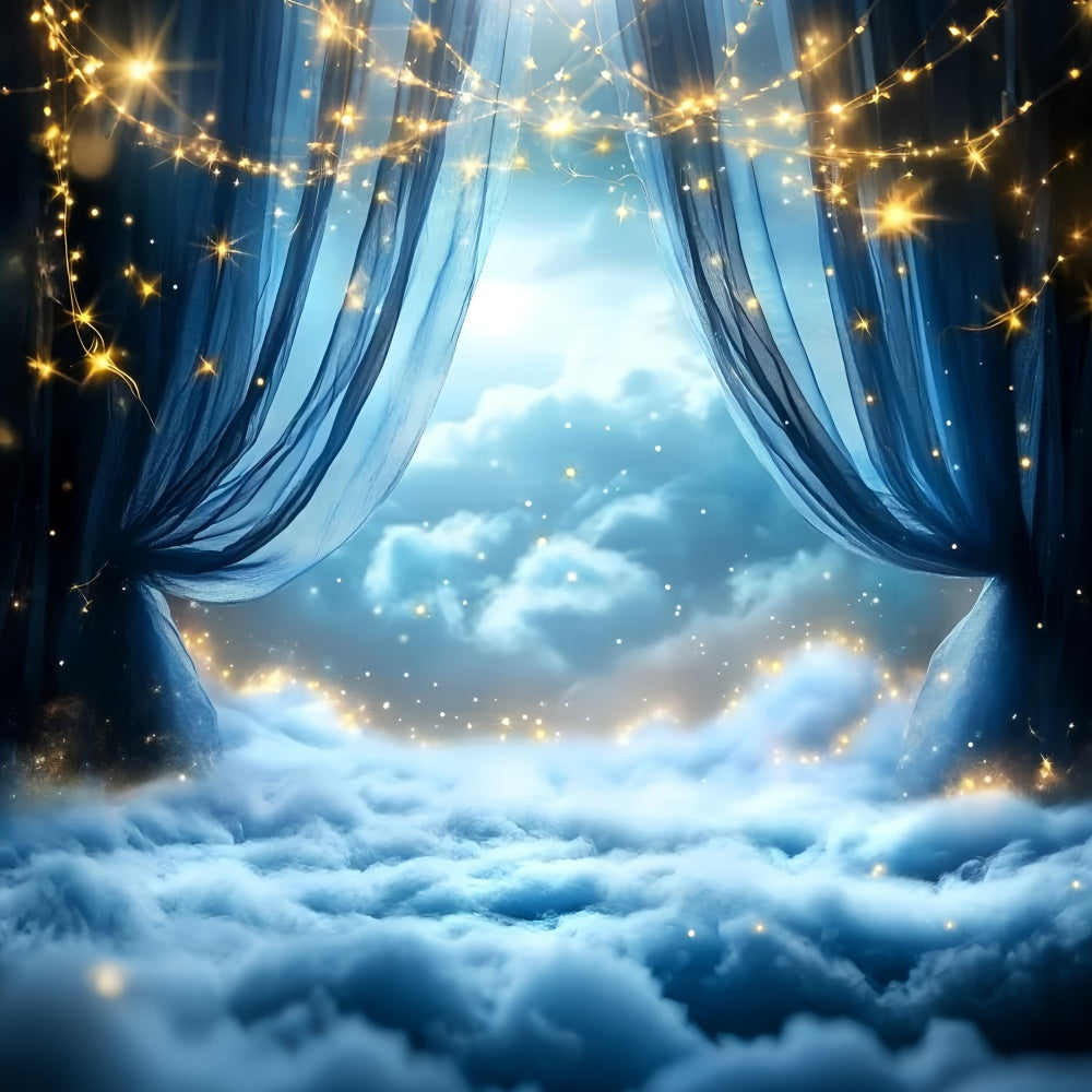 Toile de fond Ciel Étoilé Rideaux Étoiles Nuage Fantaisie GQ5-66