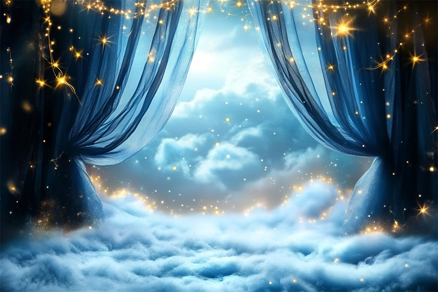 Toile de fond Ciel Étoilé Rideaux Étoiles Nuage Fantaisie GQ5-66