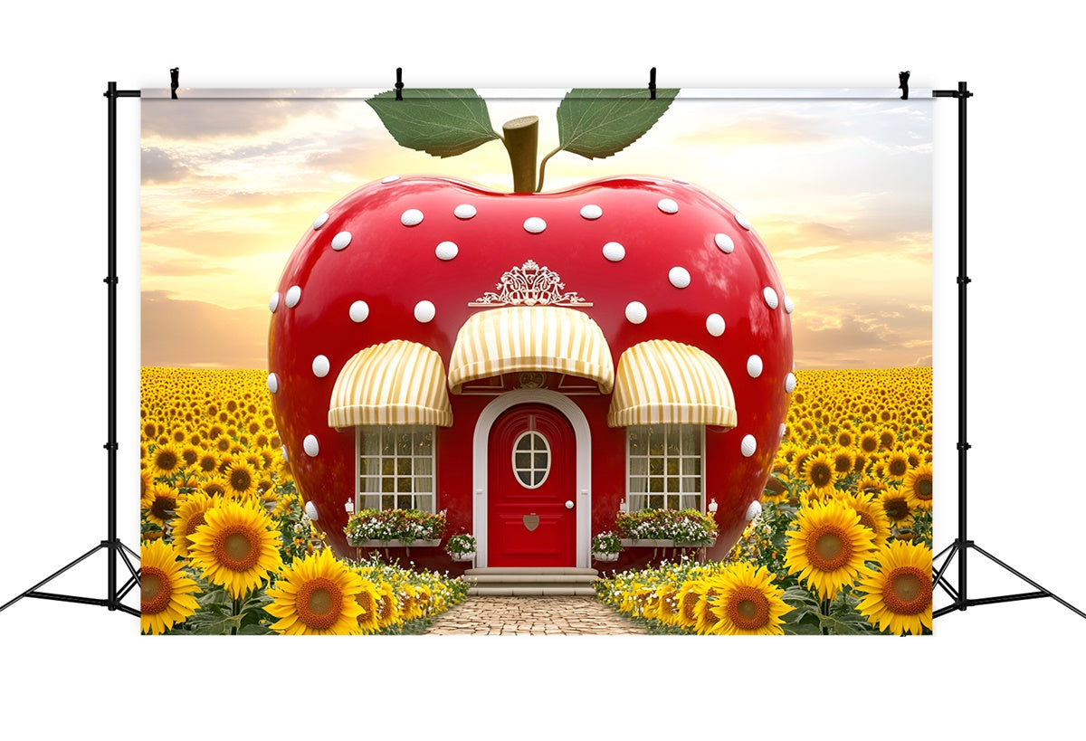Toile de fond Automne Maison aux Pommes Tournesol GQ5-73