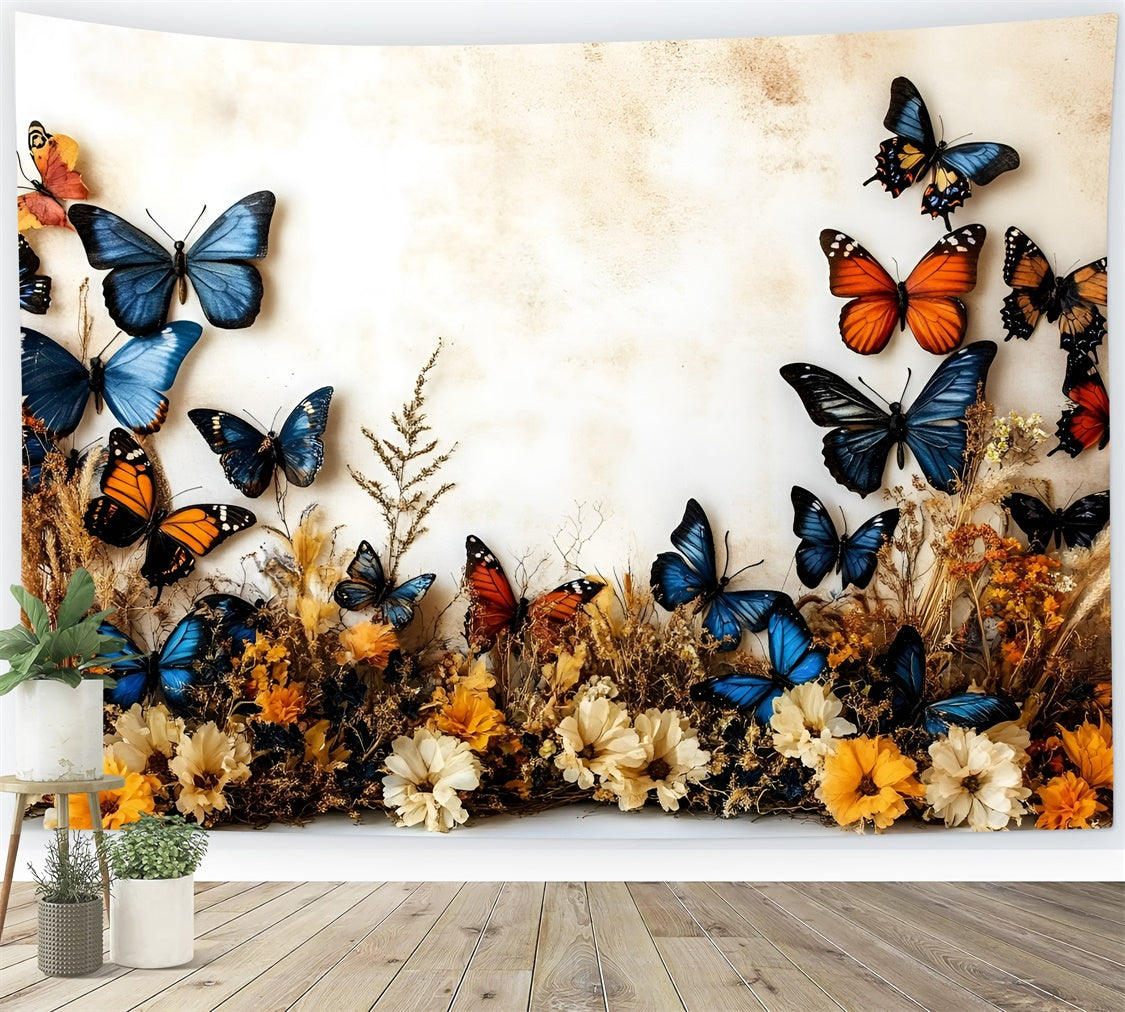 Toile de fond Automne Rustique Fleurs Papillon GQ5-79