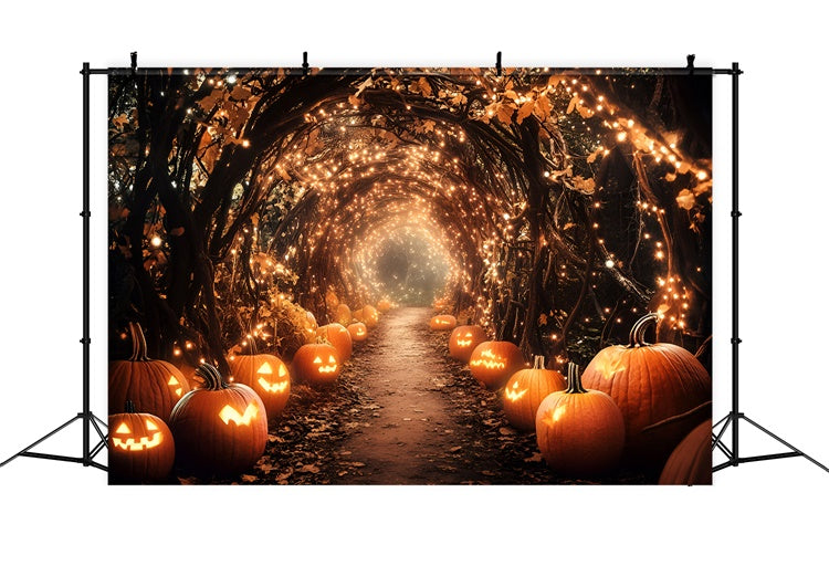 Toile de fond Automne Chemin Citrouilles Halloween GQ5-97