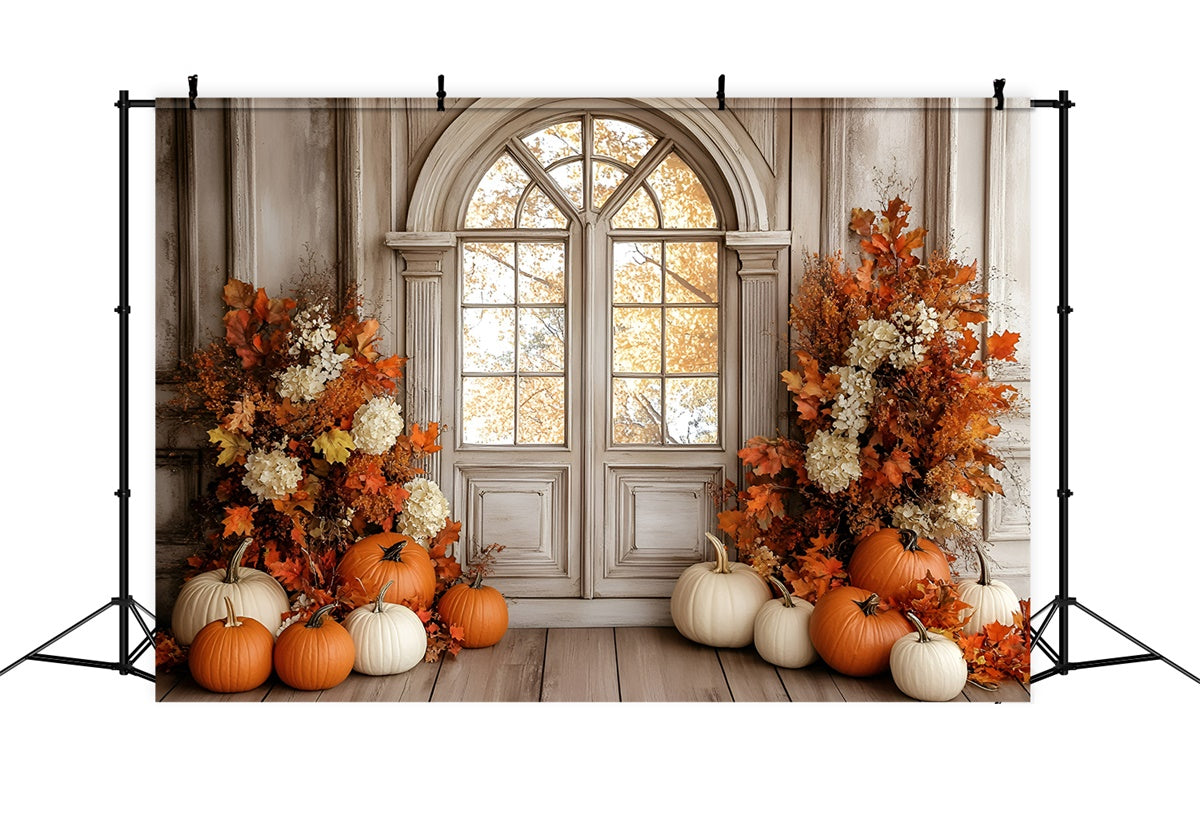 Toile de fond Photo Automne Fenêtre Cottage Français GQ57-101