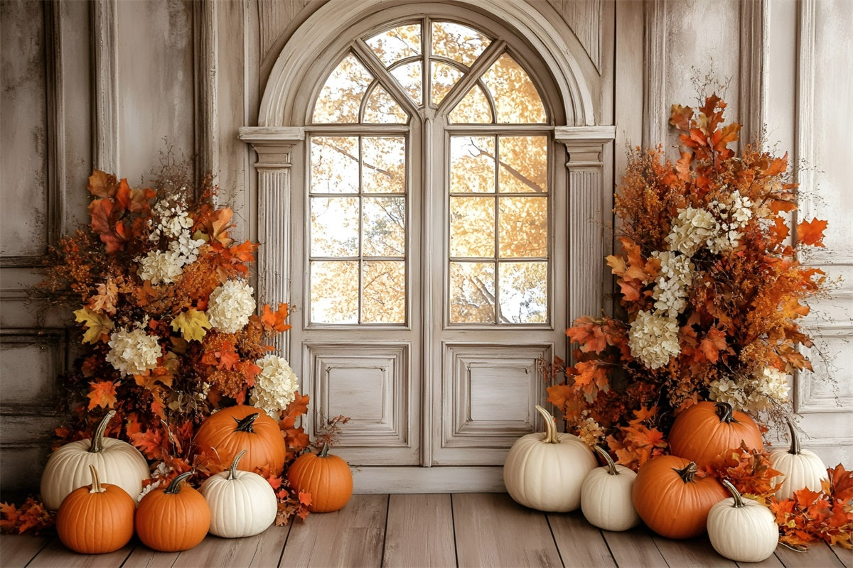 Toile de fond Photo Automne Fenêtre Cottage Français GQ57-101