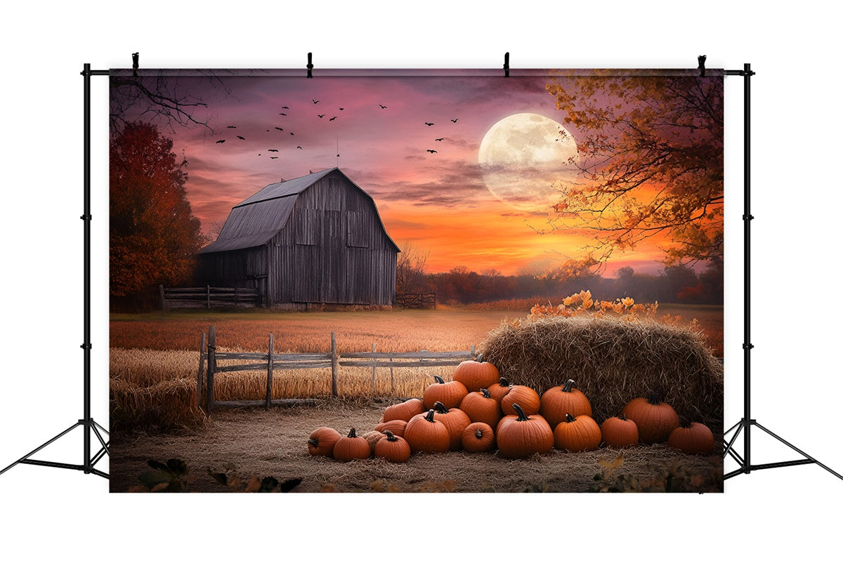 Toile de fond Automne Grange Crépuscule Scène GQ57-106