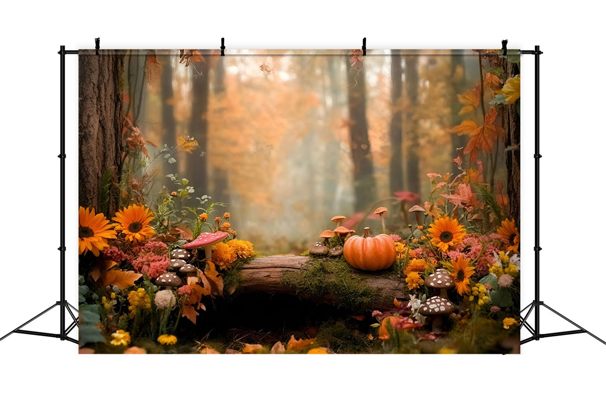Toile de fond Automne Forêt Féérique Citrouille GQ57-109