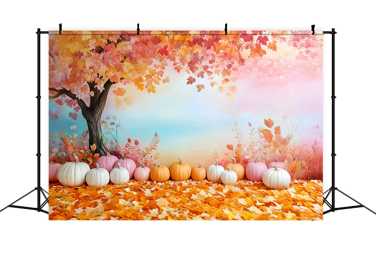 Toile de fond Déco Automne Citrouille Pastel Rêves GQ57-111
