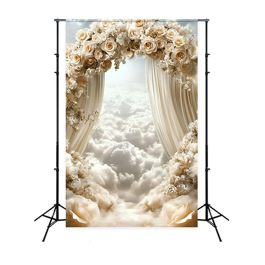 Toile de fond Nuages Arche Rose Paradis GQ57-114