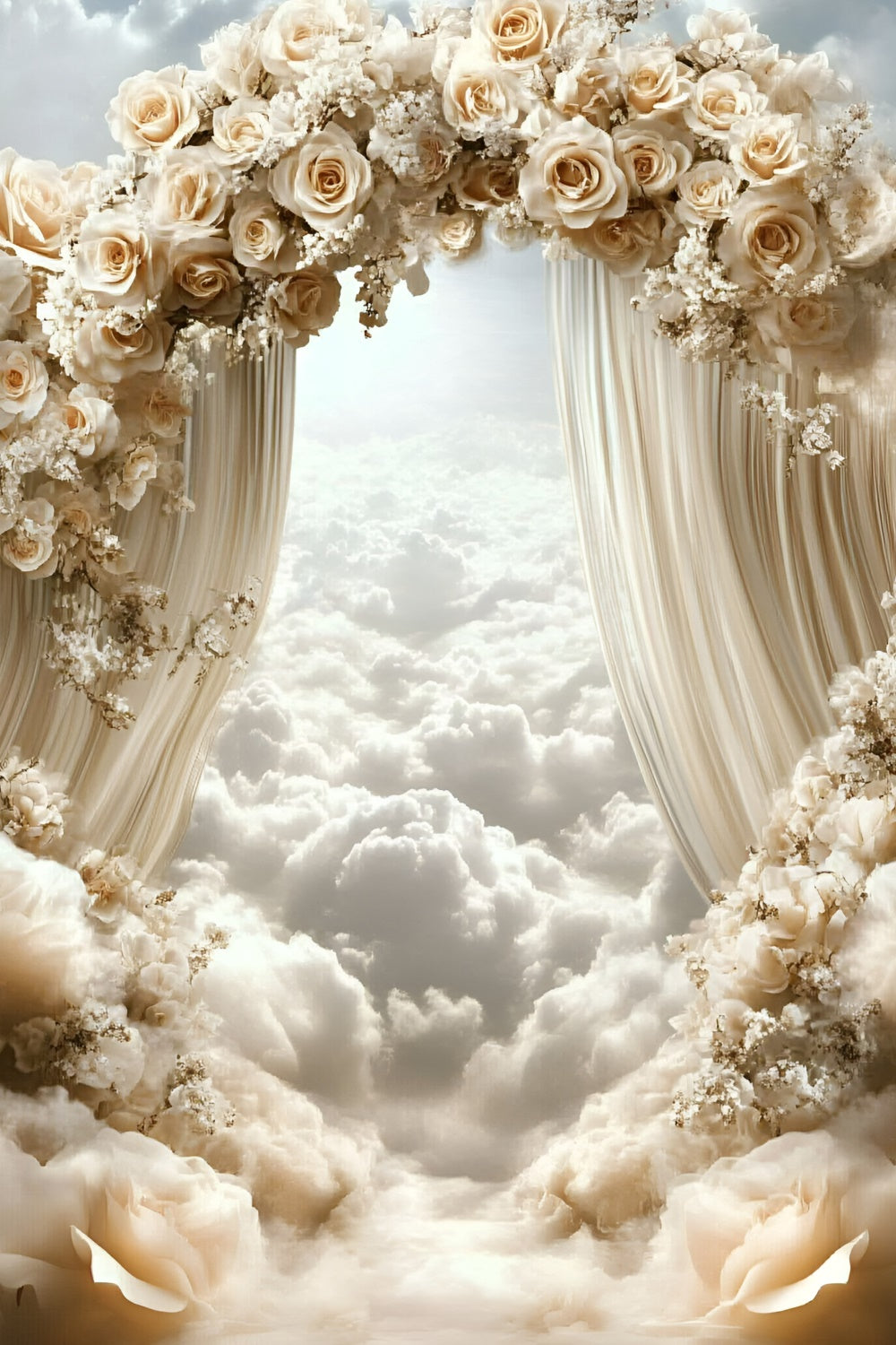 Toile de fond Nuages Arche Rose Paradis GQ57-114