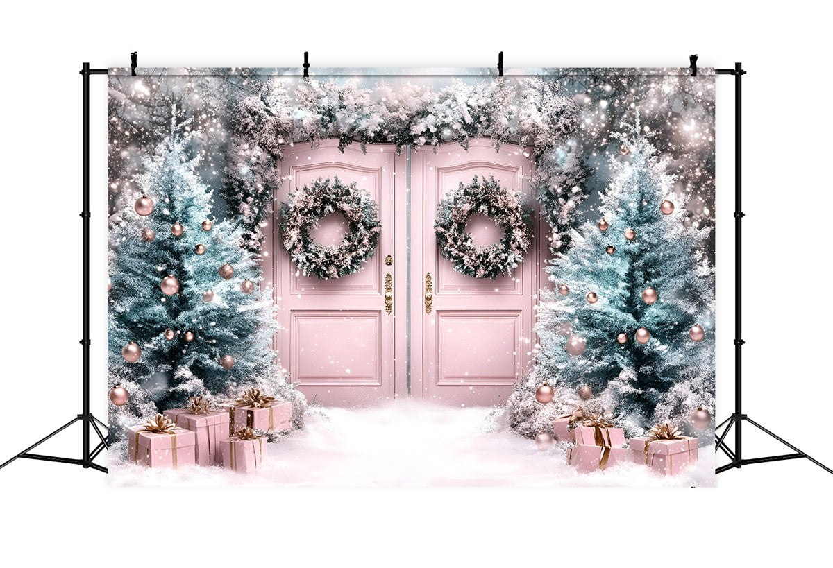 Toile de fond photo Noël Entrée Rose Enchantée GQ57-12