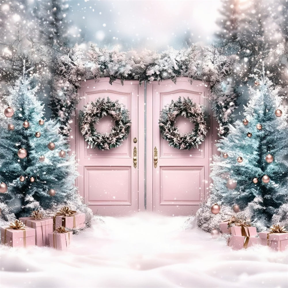 Toile de fond photo Noël Entrée Rose Enchantée GQ57-12