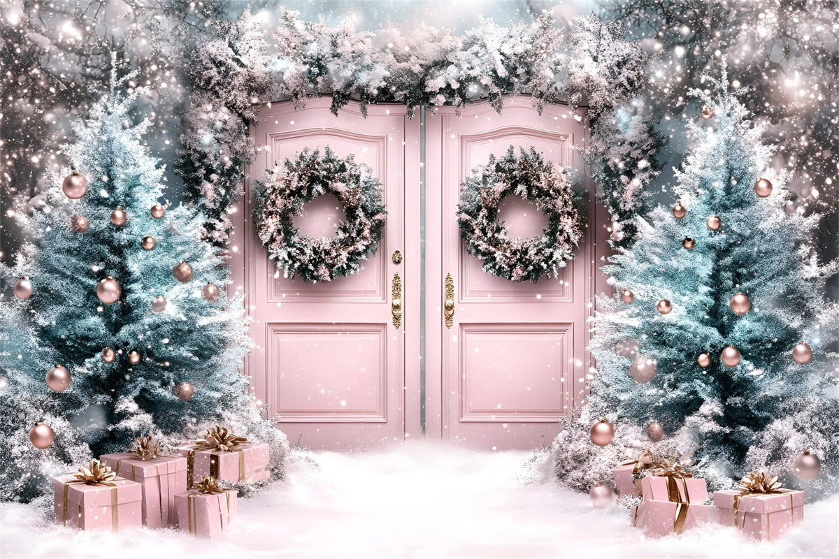 Toile de fond photo Noël Entrée Rose Enchantée GQ57-12