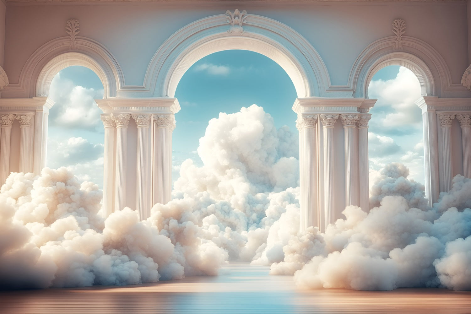 Toile de fond Ciel Nuageux Arche Ciel Colonnades GQ57-124