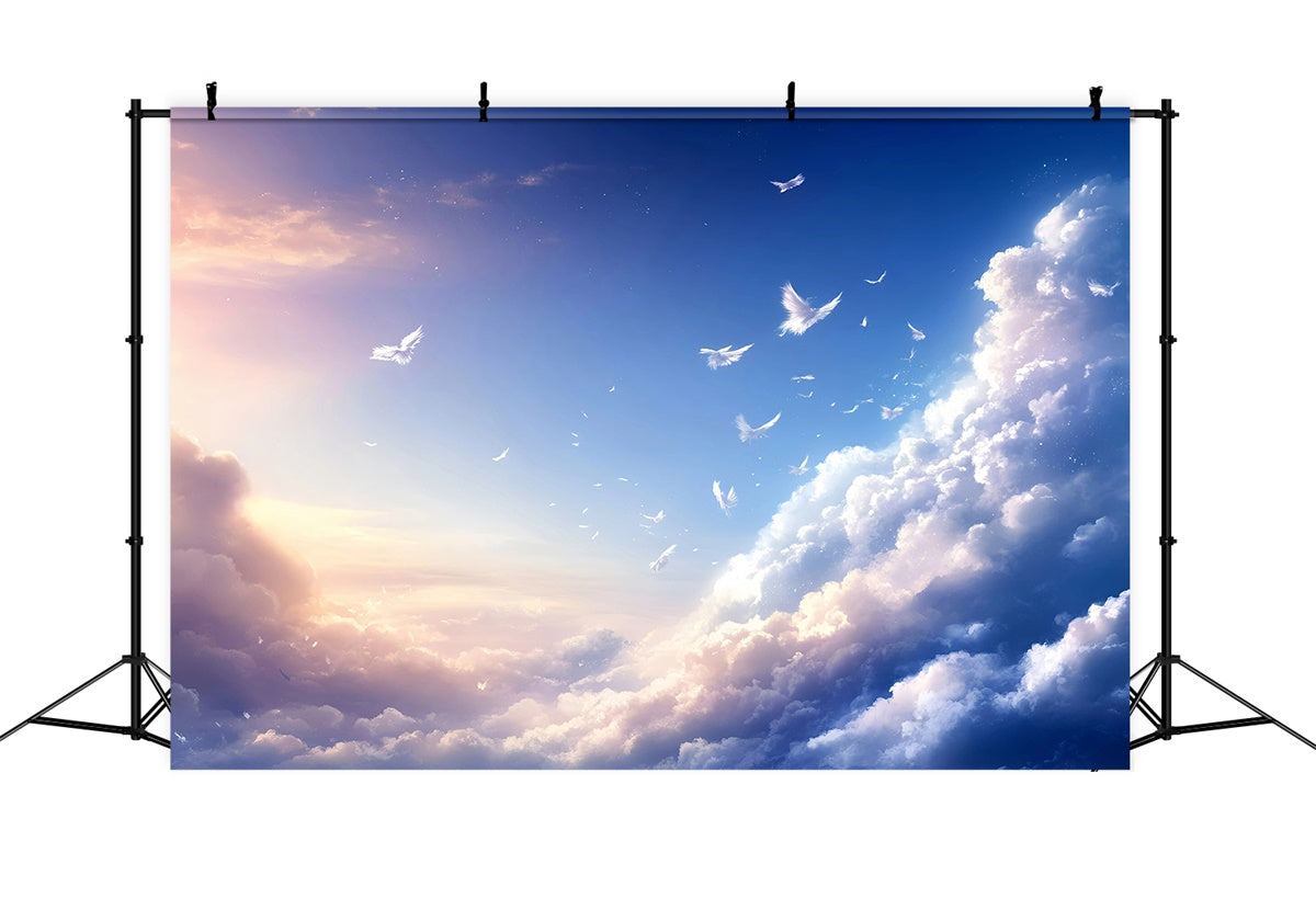 Toile de fond Ciel Bleu Plumes Dérive Nuage GQ57-127