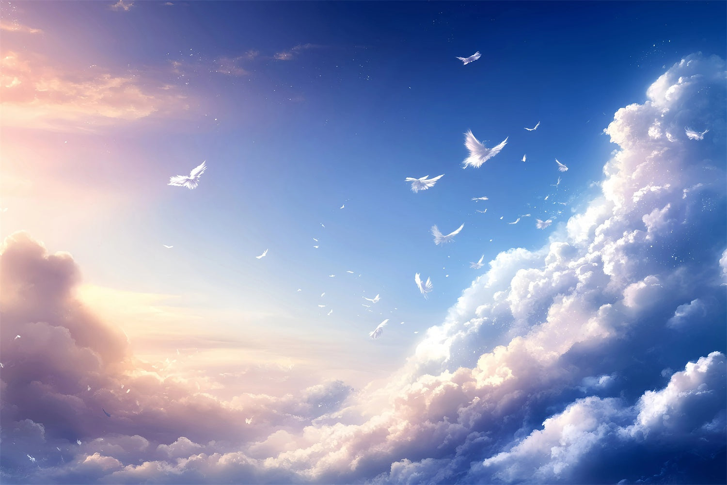 Toile de fond Ciel Bleu Plumes Dérive Nuage GQ57-127