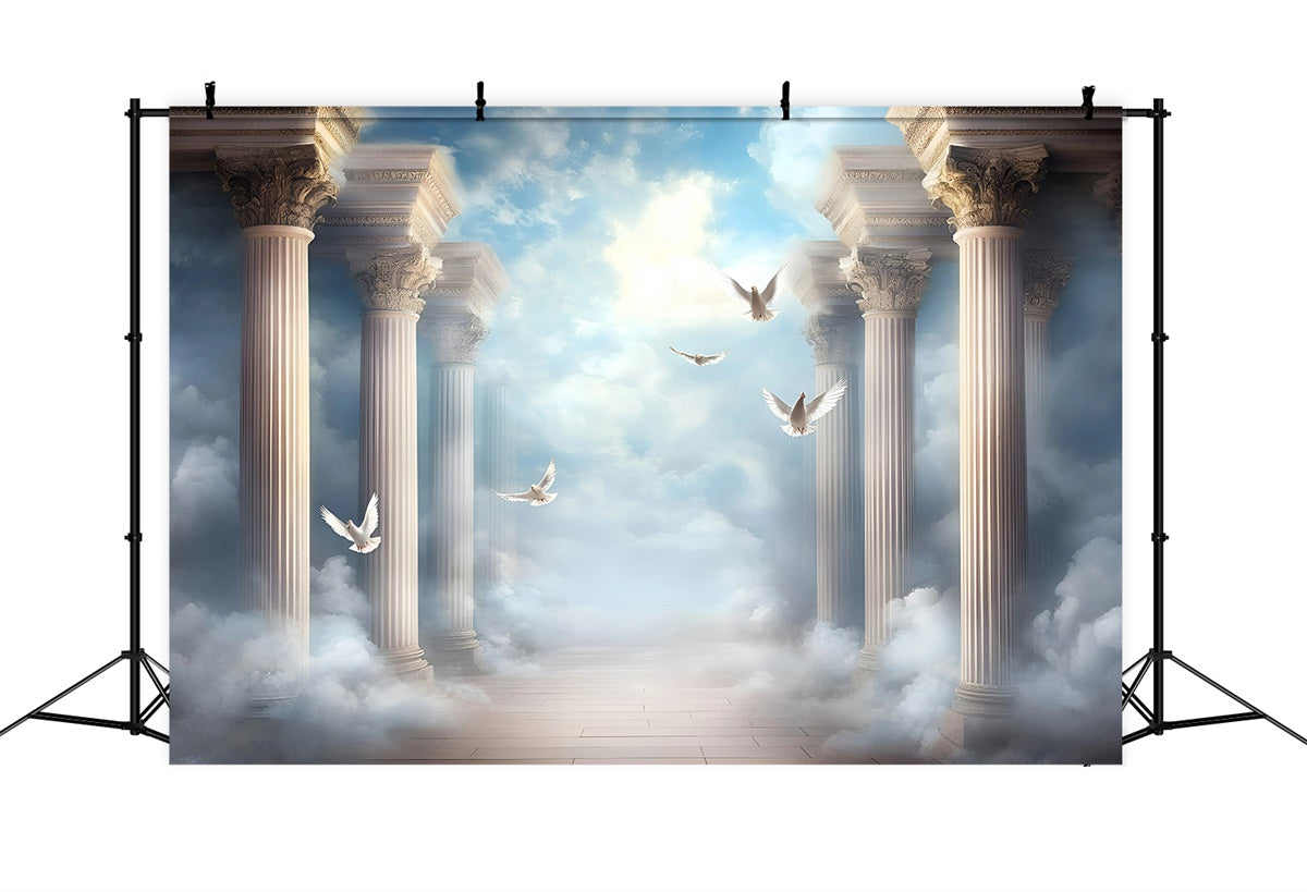Toile de fond Nuages Vol Colombe Temple Nuage GQ57-129
