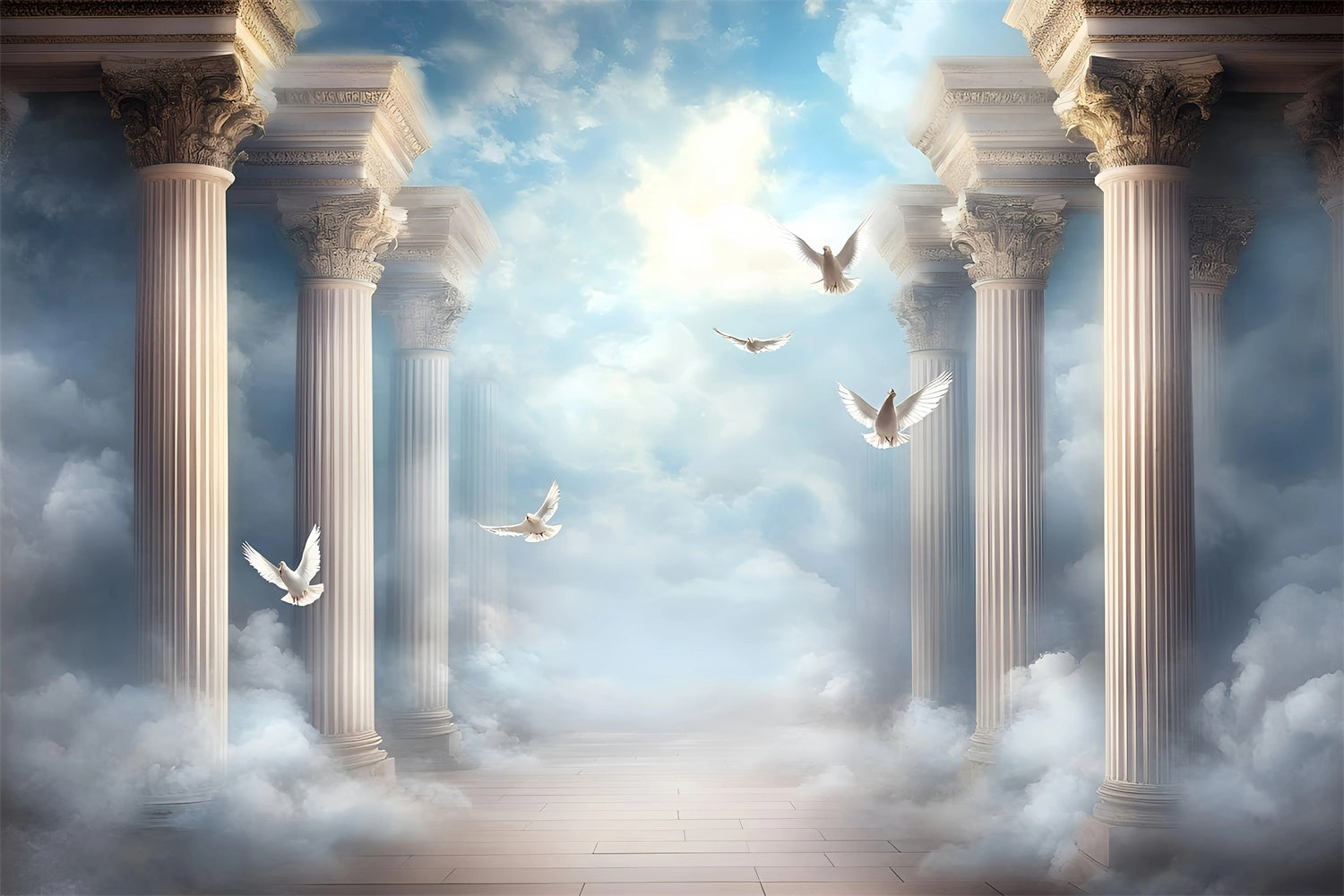 Toile de fond Nuages Vol Colombe Temple Nuage GQ57-129