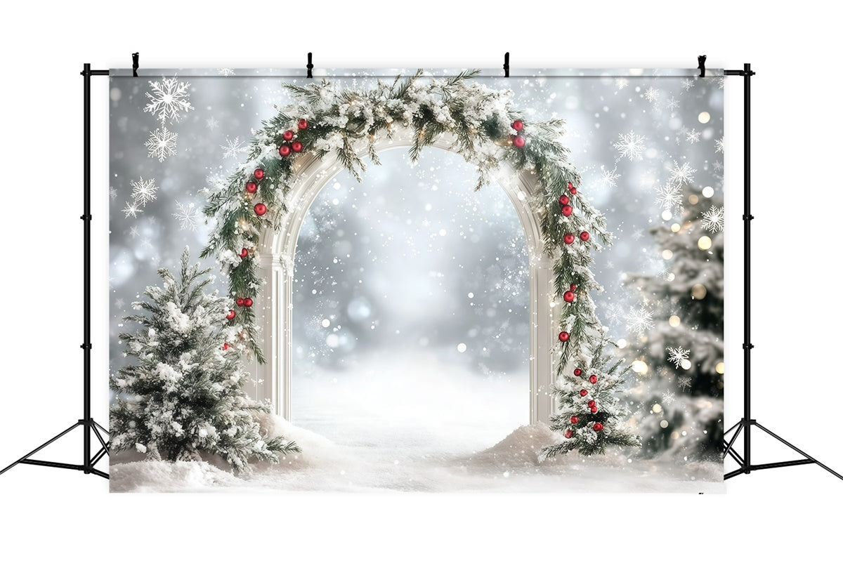 Toile de fond Hiver Arche Guirlande Neigeuse GQ57-139
