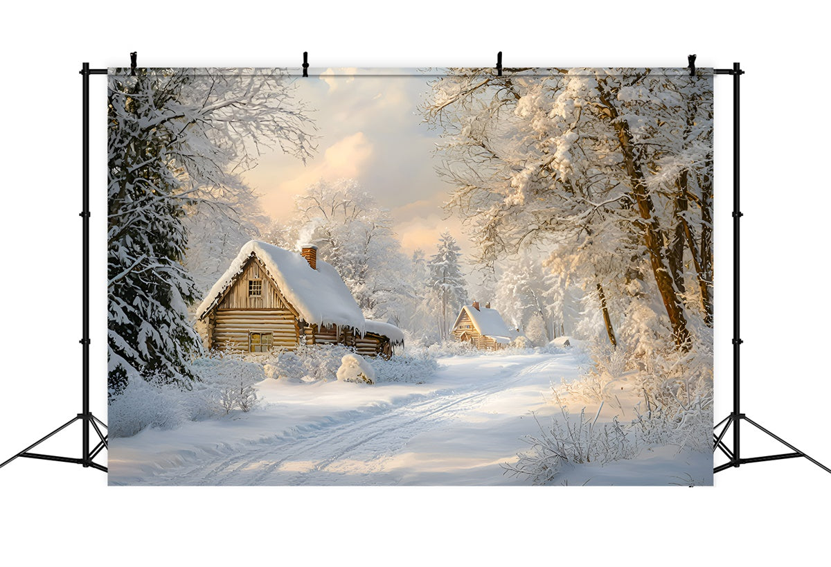 Toile de fond Hiver Chalet Matin Gelé GQ57-141