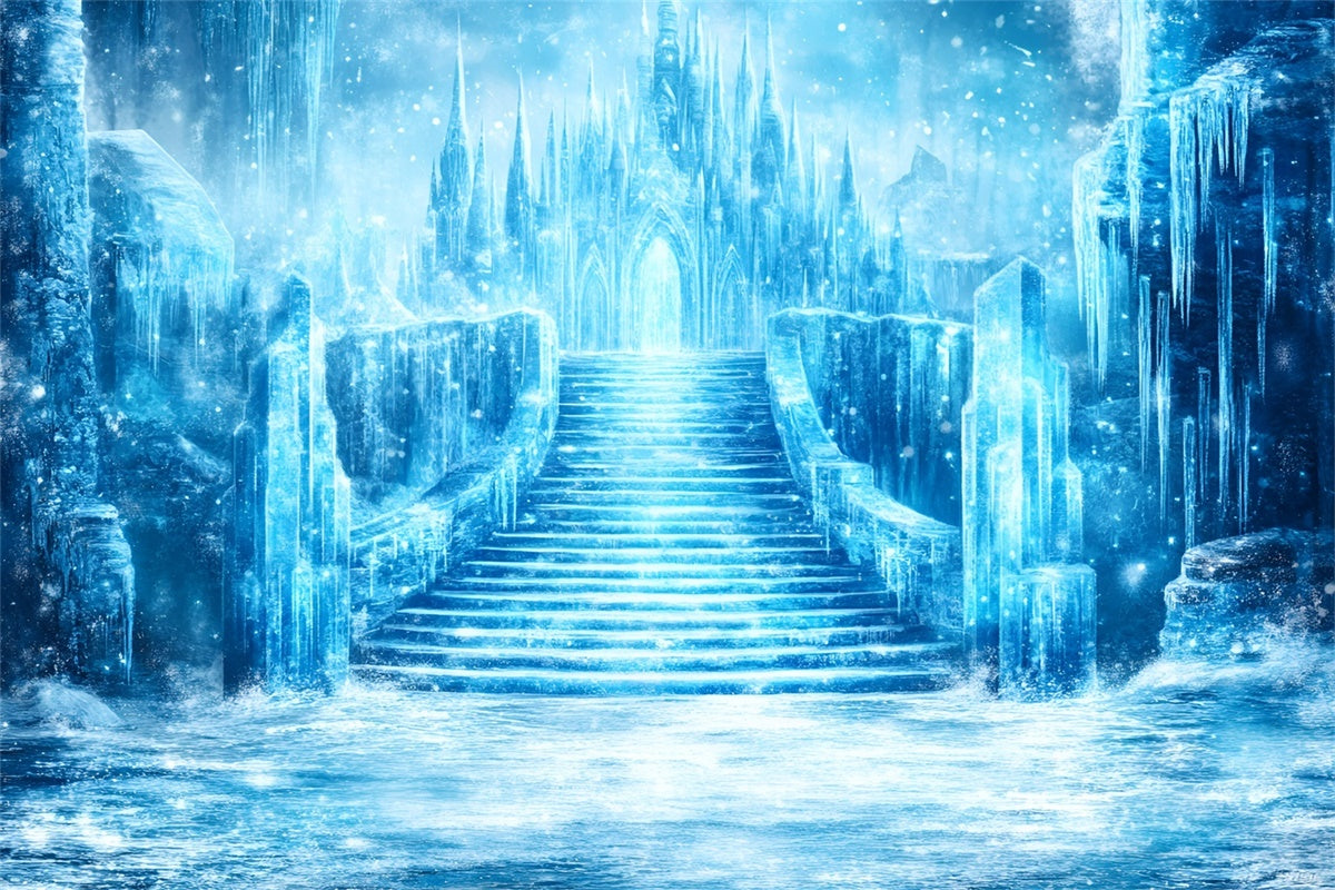 Toile de fond Hiver Château de Cristal Gelé GQ57-142