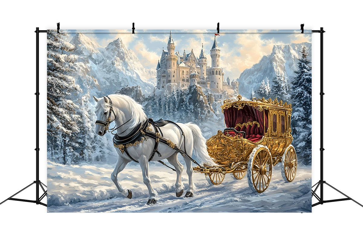 Toile de fond Hiver Balade Royale Château Hivernal GQ57-144
