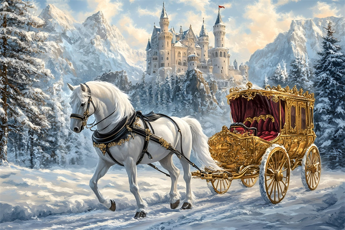 Toile de fond Hiver Balade Royale Château Hivernal GQ57-144