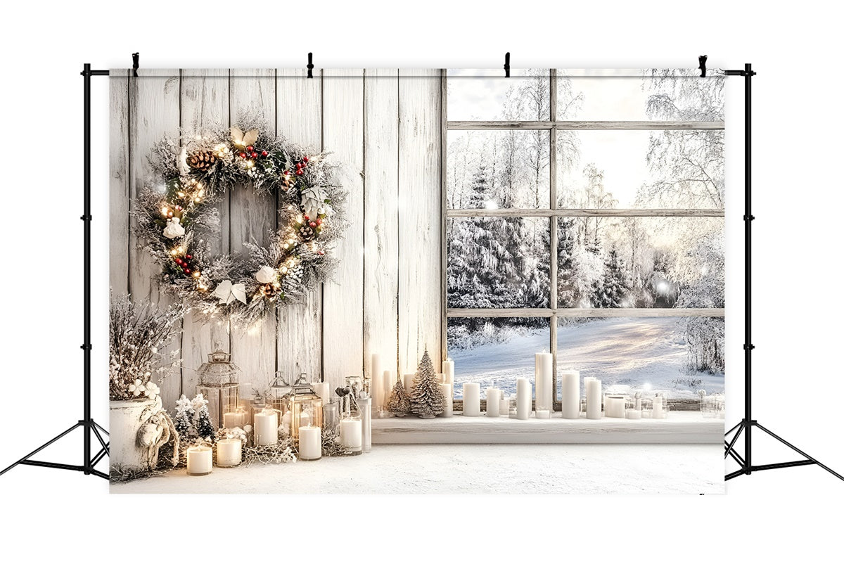 Toile de fond Hiver Couronne Rustique GQ57-145