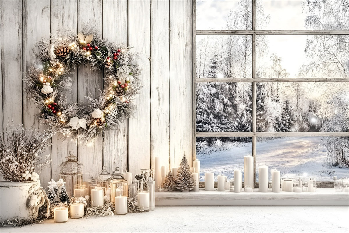 Toile de fond Hiver Couronne Rustique GQ57-145