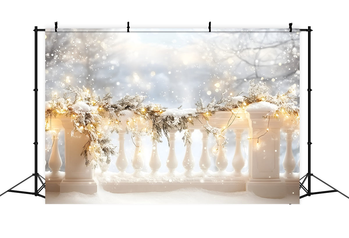 Toile de fond Hiver Terrasse Enneigée Illuminée GQ57-146