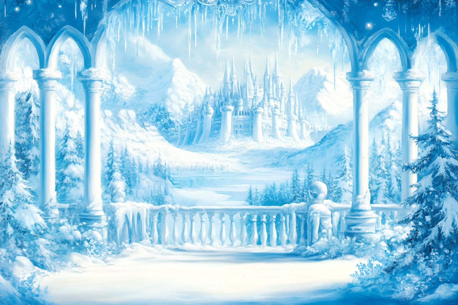 Toile de fond Hiver Palais de Neige Château Gelé GQ57-147
