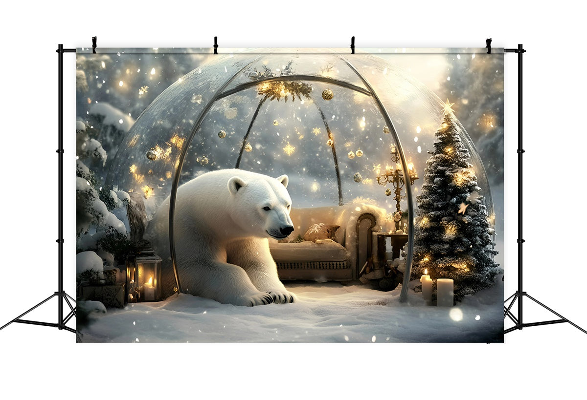 Toile de fond Hiver Forêt Enchantée Ours Polaire GQ57-154