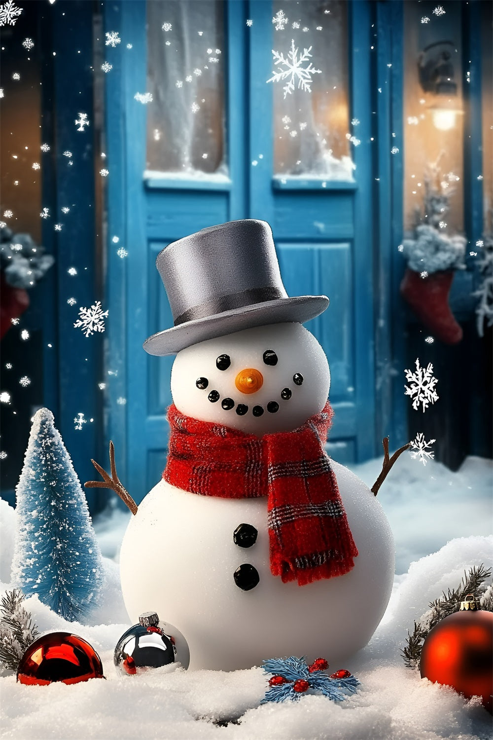Toile de fond Hiver Bonhomme de Neige Accueillant GQ57-155