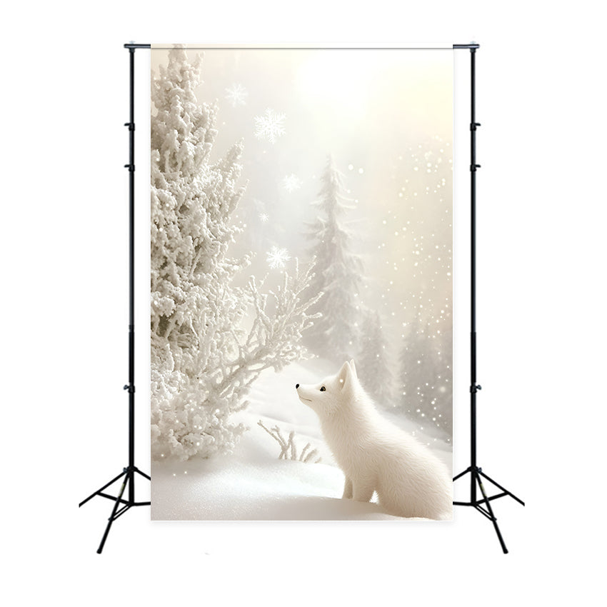 Toile de fond Hiver Flocon Renard Blanc Éclat GQ57-156