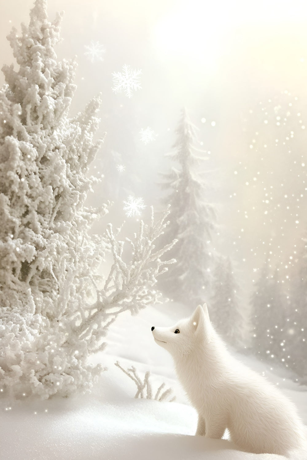 Toile de fond Hiver Flocon Renard Blanc Éclat GQ57-156
