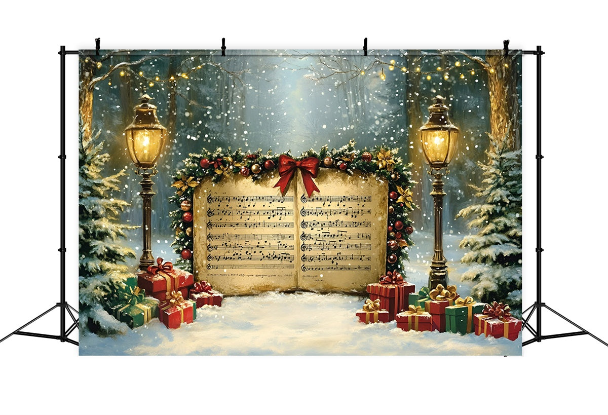 Toile de fond photo Noël Chants de Noël Nuit Enneigée GQ57-16