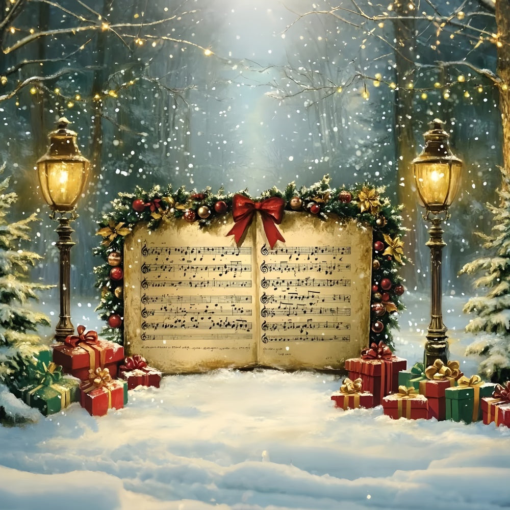 Toile de fond photo Noël Chants de Noël Nuit Enneigée GQ57-16