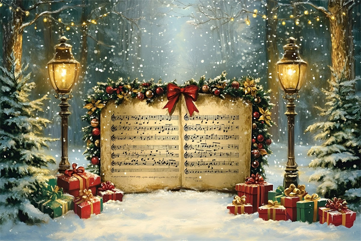 Toile de fond photo Noël Chants de Noël Nuit Enneigée GQ57-16