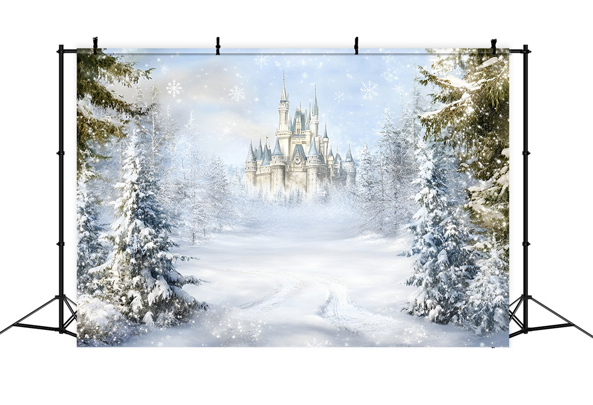 Toile de fond Hiver Château Conte de Fées GQ57-165
