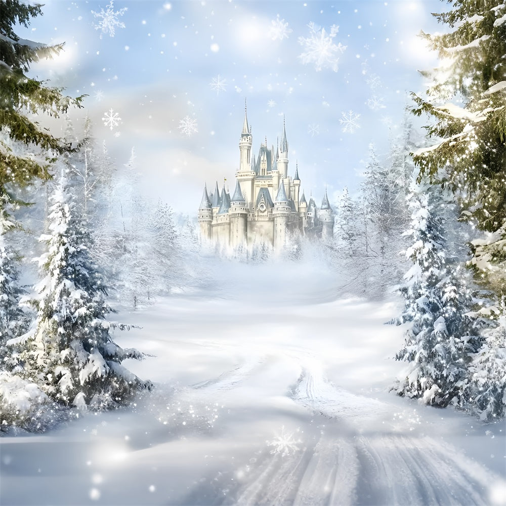 Toile de fond Hiver Château Conte de Fées GQ57-165