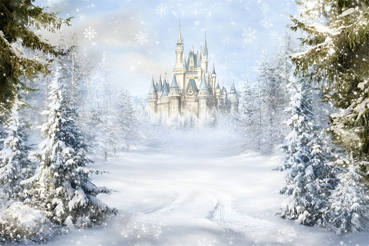Toile de fond Hiver Château Conte de Fées GQ57-165