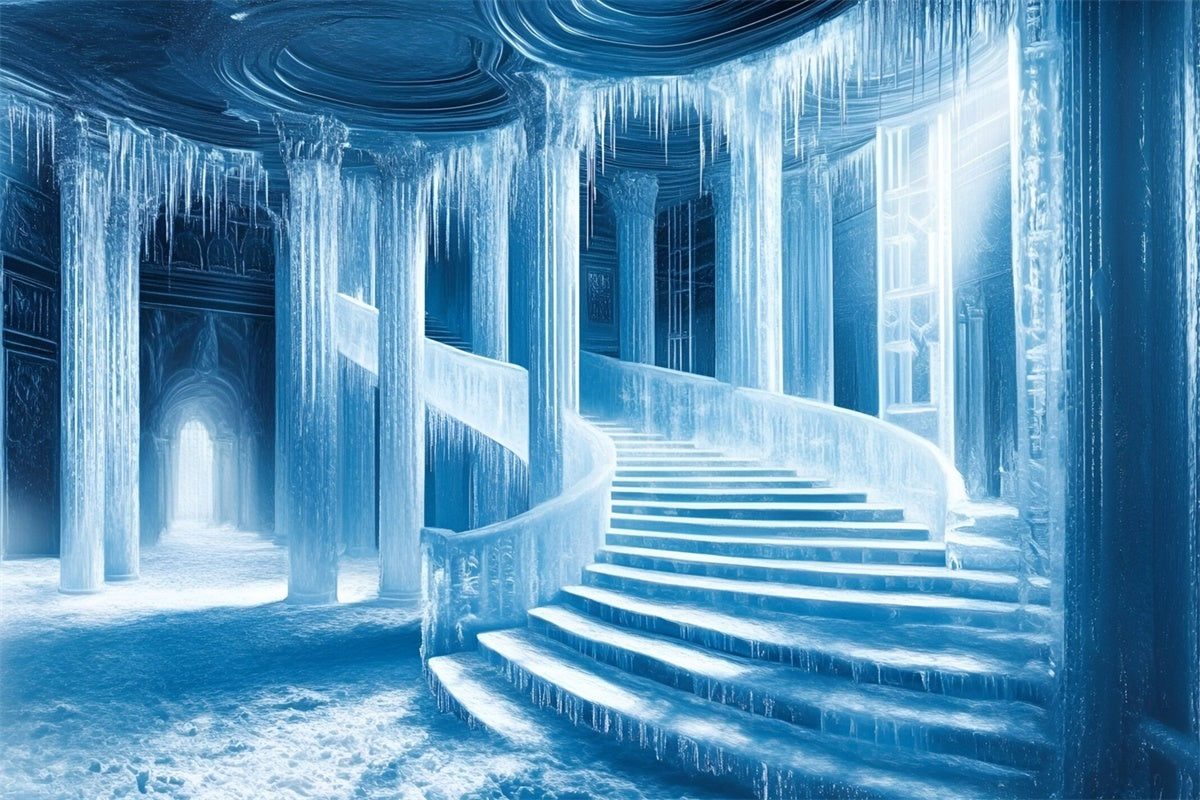 Toile de fond Hiver Escalier Palais Gelé GQ57-166