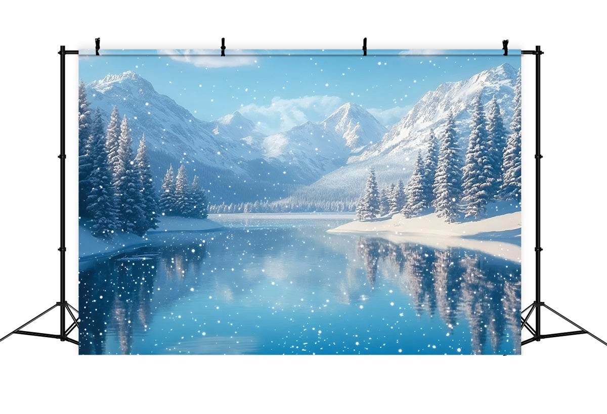 Toile de fond Hiver Lac de Sérénité Enneigé GQ57-170
