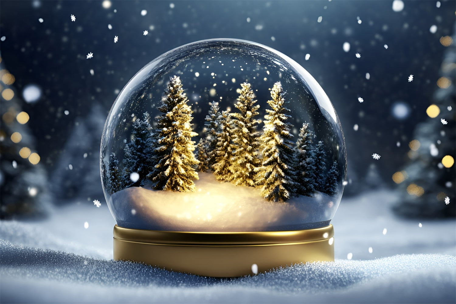 Toile de fond Hiver Forêt Globe Enchanté GQ57-173