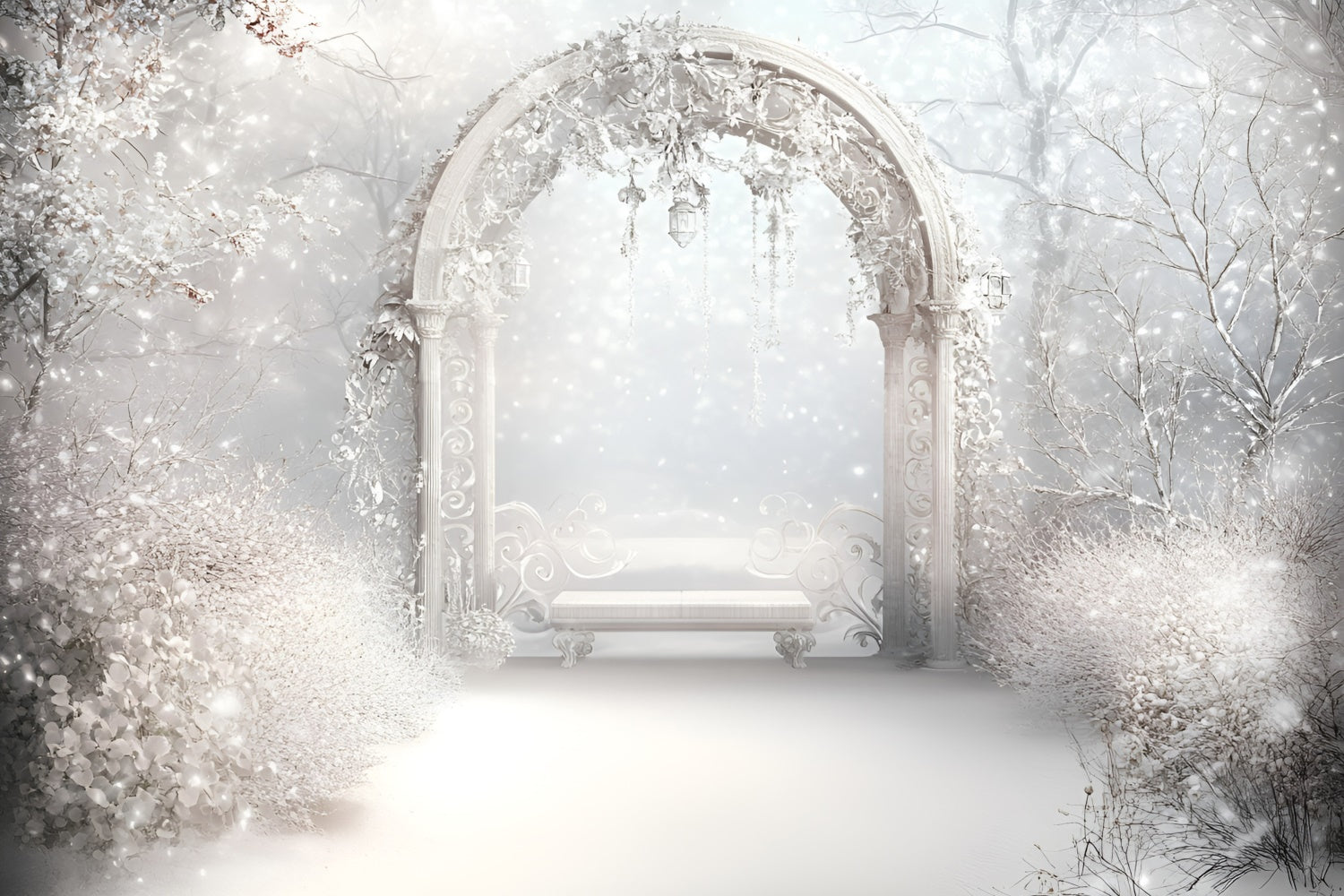 Toile de fond Hiver Arche Élégance Givrée GQ57-175