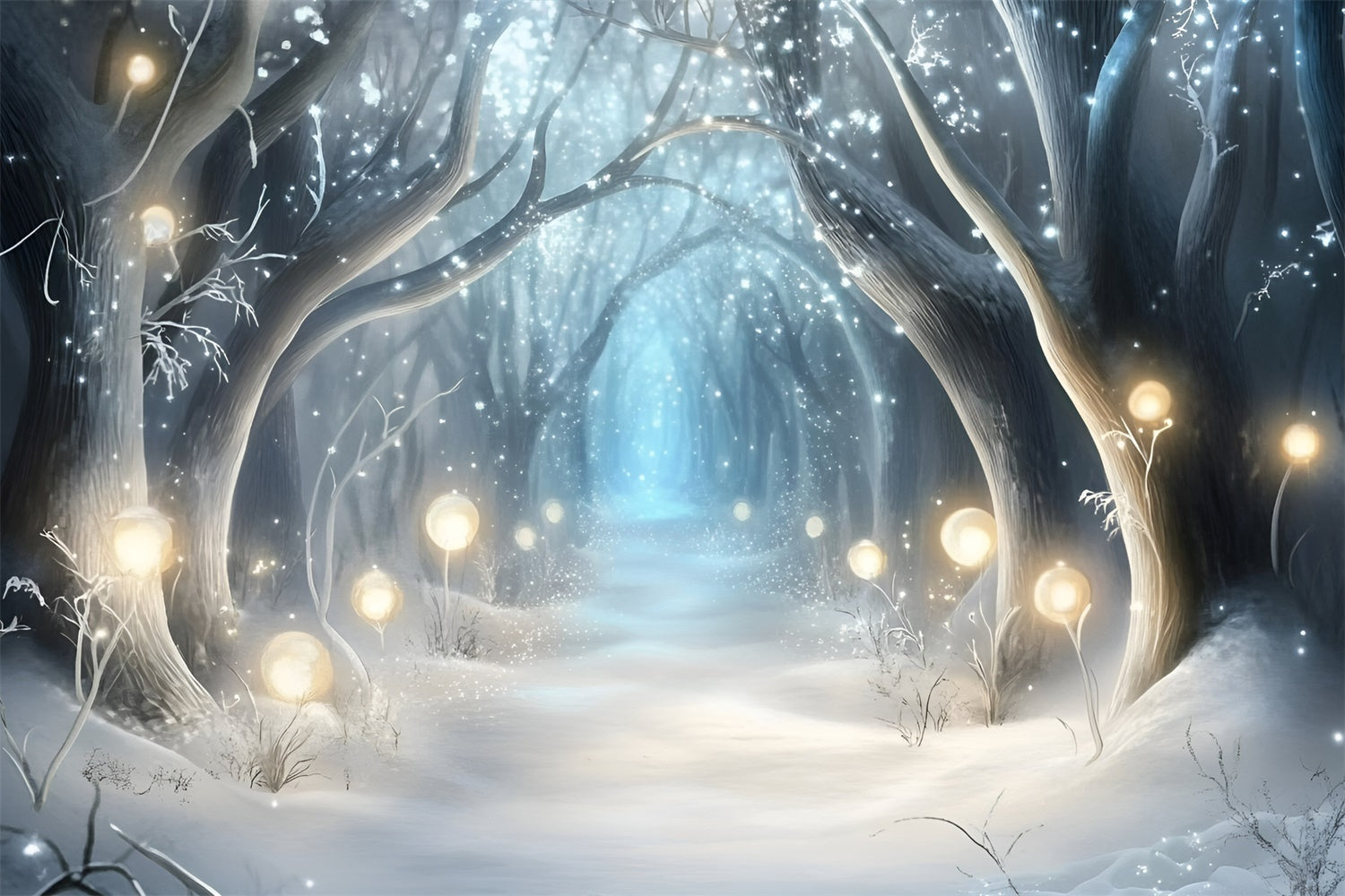 Toile de fond Hiver Forêt Brillance Mystique GQ57-176