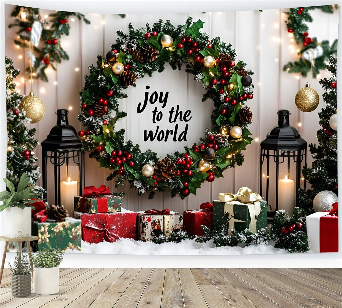 Toile de fond photo Noël Guirlande Lumineuse et Cadeaux GQ57-18