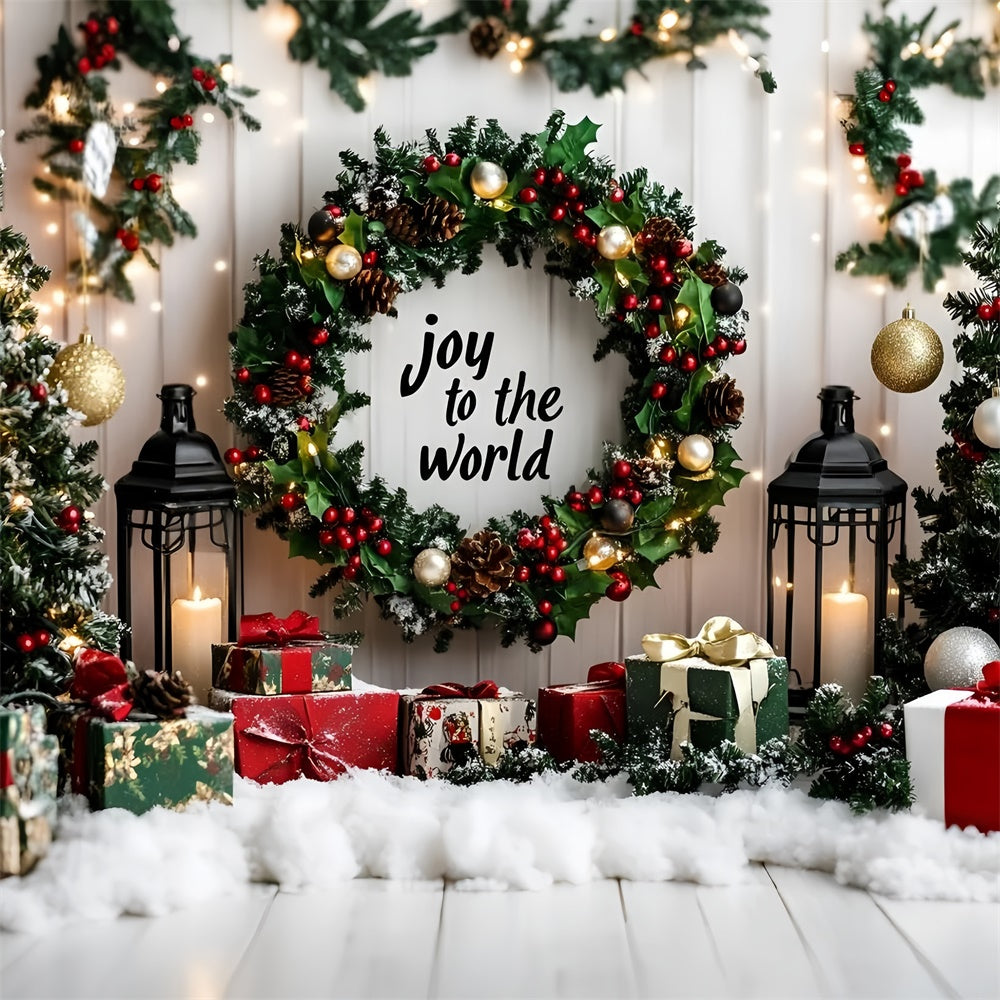Toile de fond photo Noël Guirlande Lumineuse et Cadeaux GQ57-18